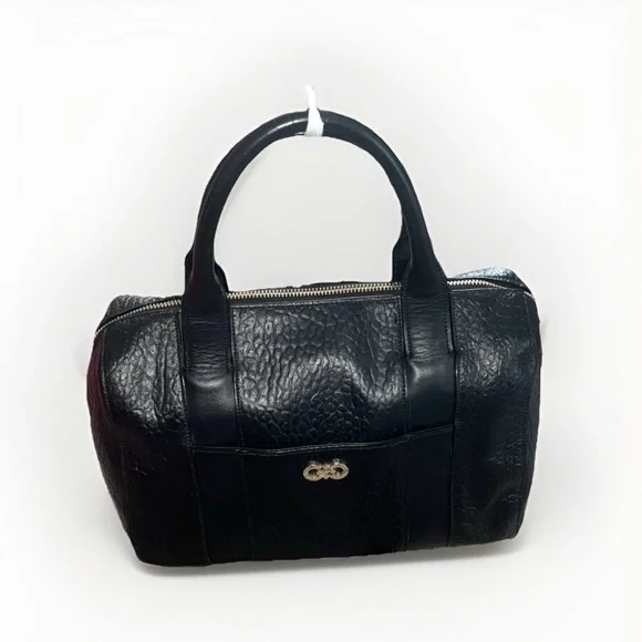 Cole Haan Black Textured Satchel - Picture 1 of 5
